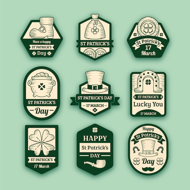 Free Vector vintage st. patrick's day label collection