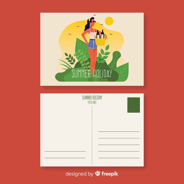 Free Vector vintage summer holiday postcard