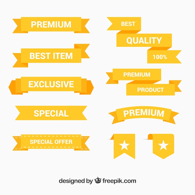 Free Vector vintage yellow ribbons set of offers