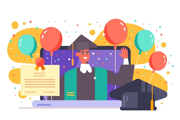 Free Vector virtual graduation ceremony concept