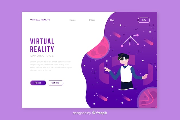 Free Vector virtual reality landin page template
