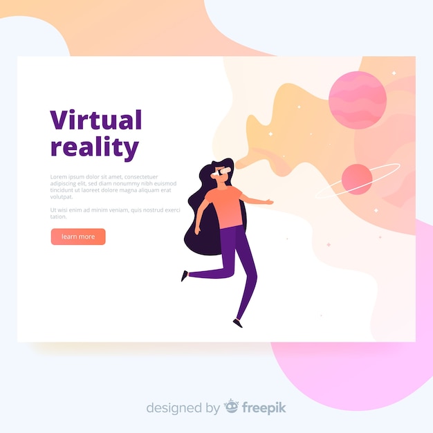 Free Vector virtual reality landing page template