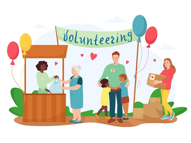 Free Vector volunteering act flat composition
