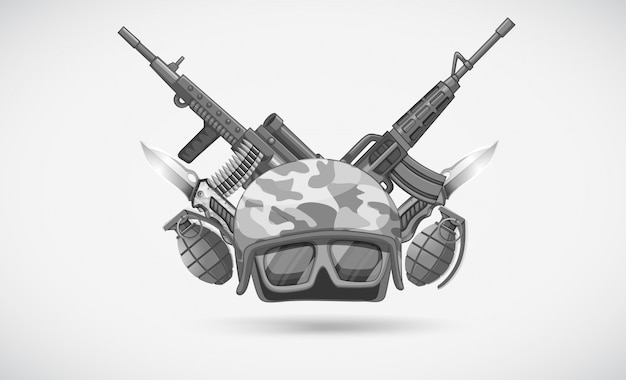Free Vector war theme with helmet and weapons