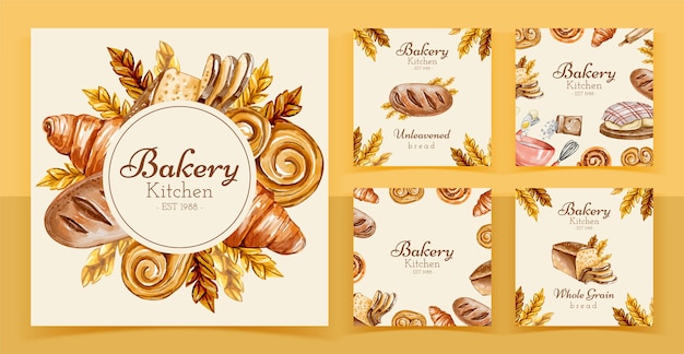Free Vector watercolor bakery shop instagram post