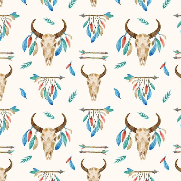 Free Vector watercolor boho pattern design