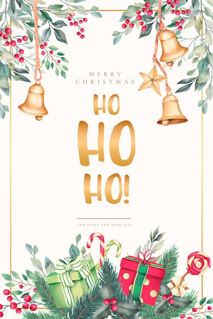 Free Vector watercolor christmas card with beautiful ornaments