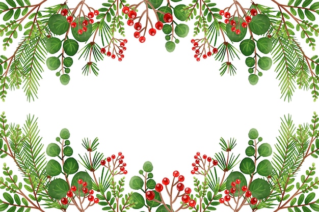 Free Vector watercolor christmas tree branches background