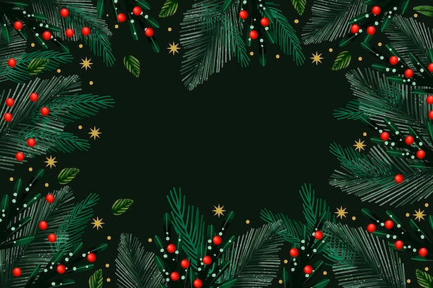 Free Vector watercolor christmas tree branches background