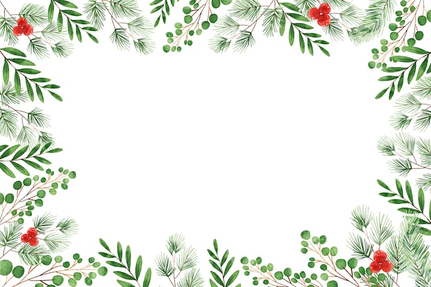 Free Vector watercolor christmas tree branches background