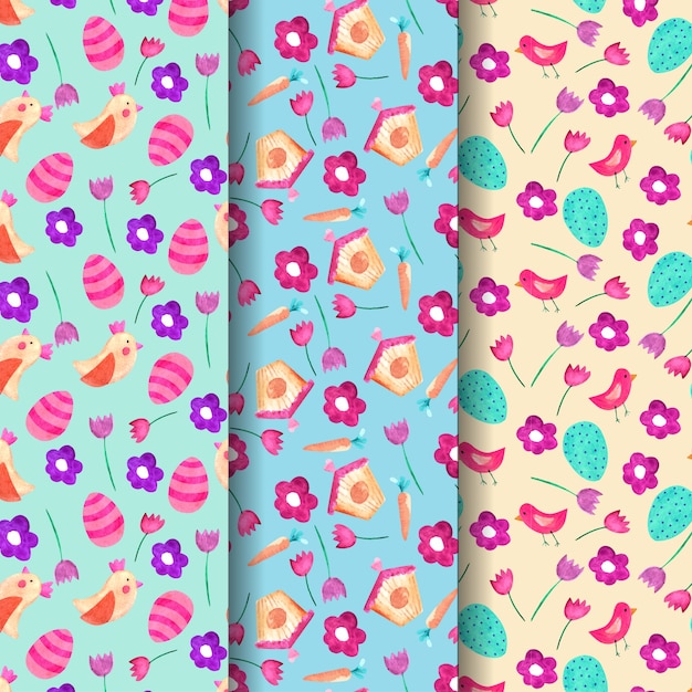 Free Vector watercolor easter day pattern collection concept