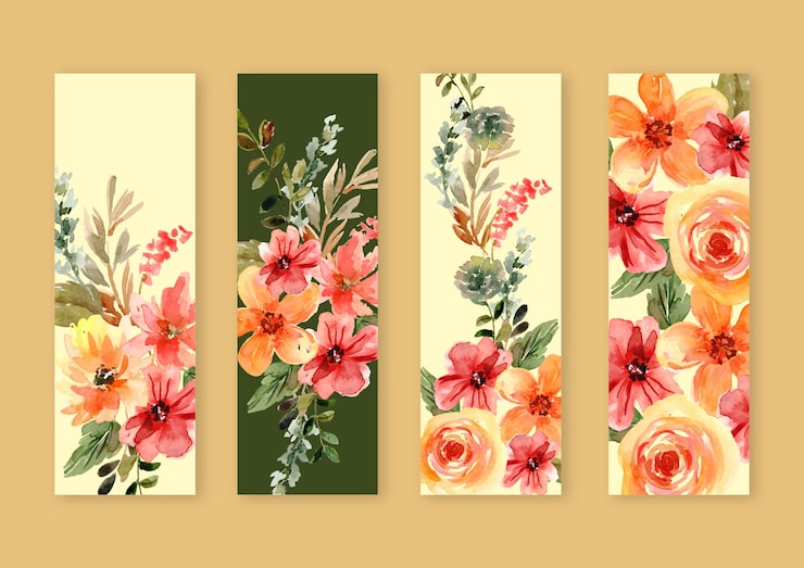 Free Vector watercolor floral bookmark design