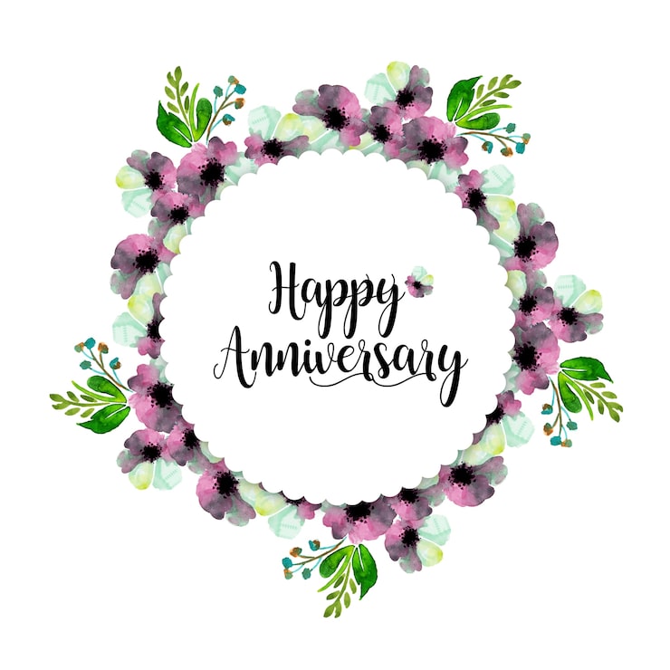 Free Vector watercolor floral wedding anniversary frame