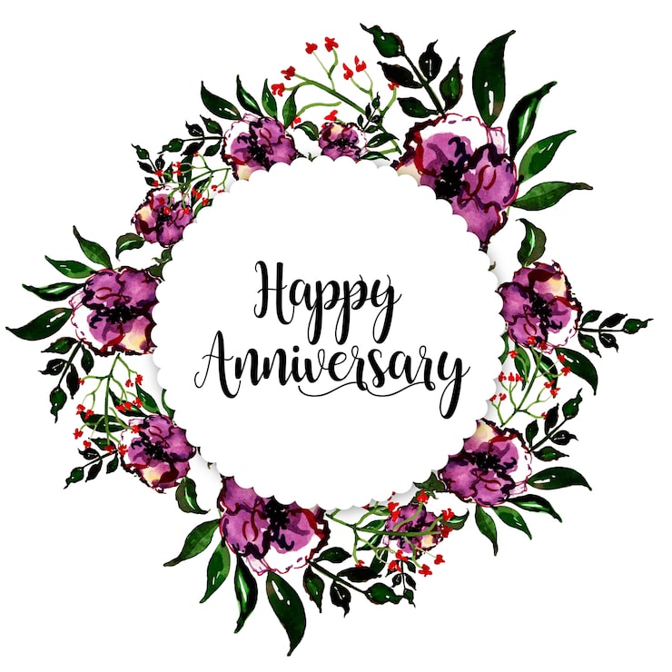 Free Vector watercolor floral wedding anniversary frame