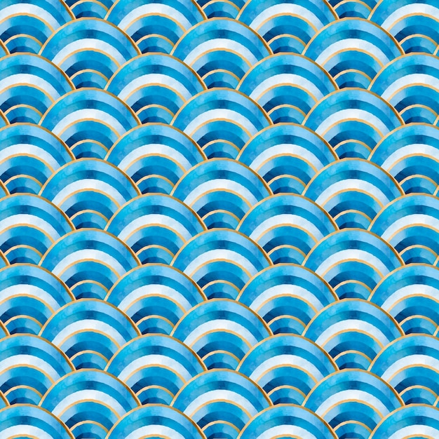 Free Vector watercolor japanese wave pattern design