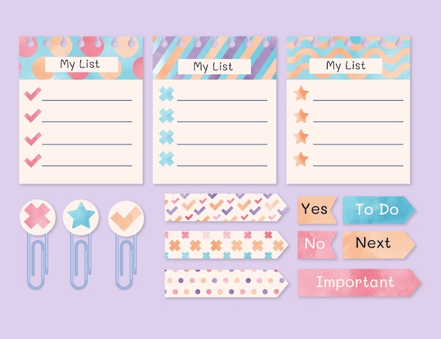 Free Vector watercolor notebook label design set