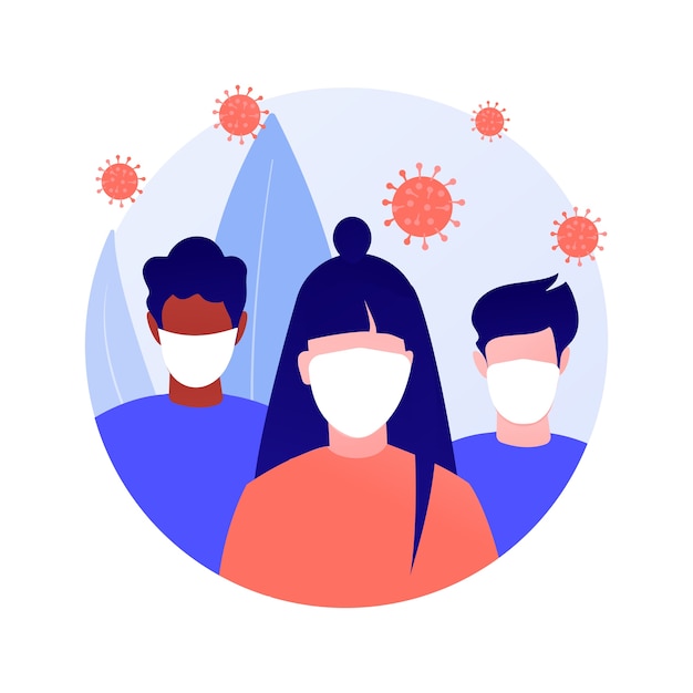 Free Vector wear a mask abstract concept vector illustration. virus spread prevention measures, social distance, exposure risk, coronavirus symptoms, personal protection, infection fear abstract metaphor.