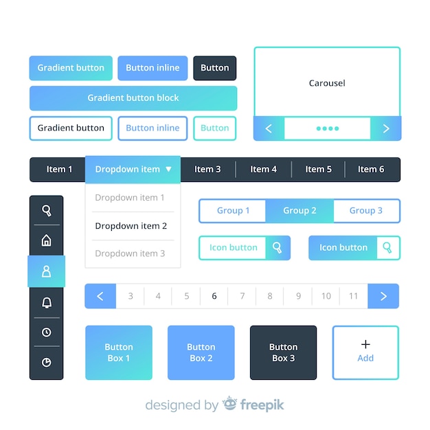 Free Vector web button collection in gradient style