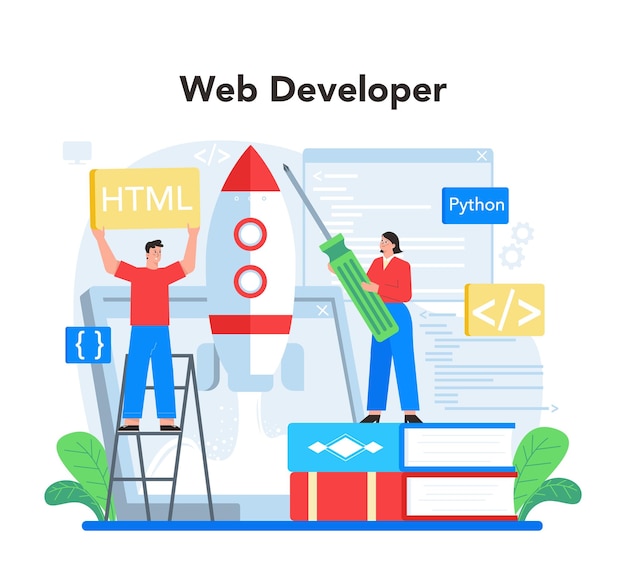 Free Vector web development concept website optimization and web page interface design coding and testing site in the internet modern technology idea isolated flat vector illustration