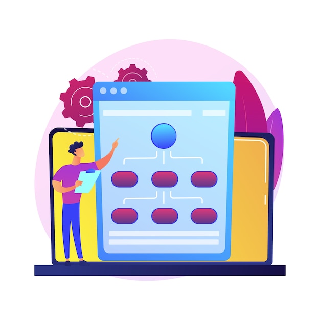 Free Vector web hosting service. information chains and content management. networking, connection, synchronization. internet server, data storage 