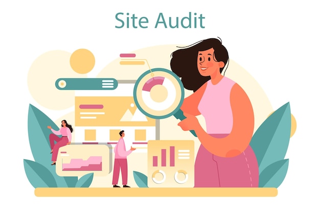 Free Vector website audit concept web page analysis of website's visibility in search engines seo audit web data analytics isolated flat vector illustration