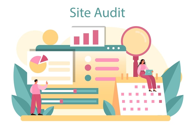 Free Vector website audit concept web page analysis of website's visibility in search engines seo audit web data analytics isolated flat vector illustration