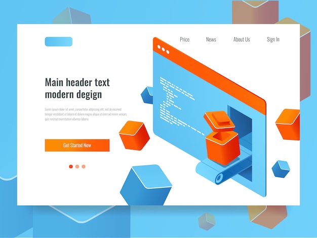 Free Vector website development concept, search engine optimization, add-on module plugin programming