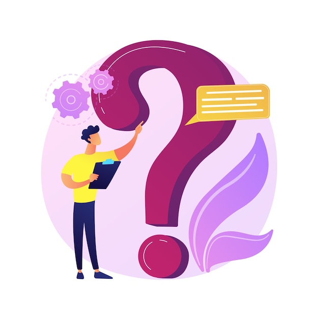 Free Vector website faq section. user helpdesk, customer support, frequently asked questions. problem solution, quiz game confused man cartoon character.    