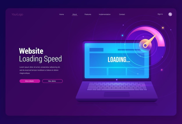Free Vector website loading speed web template. online test of download performance of web page