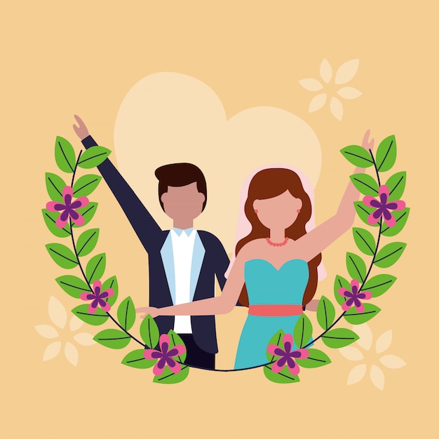 Free Vector wedding couple in flat style