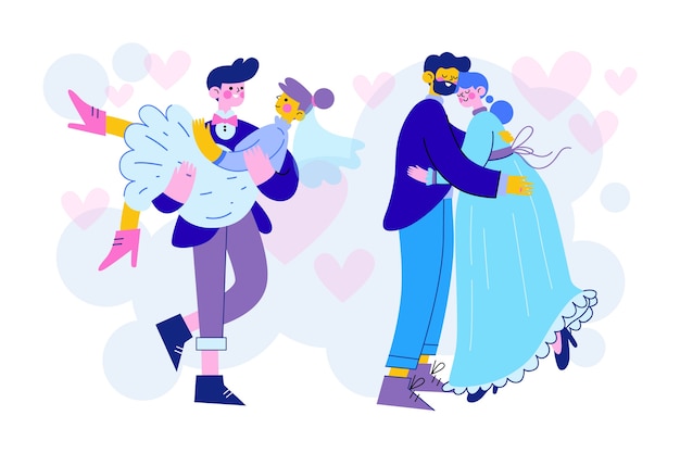 Free Vector wedding couples illustration