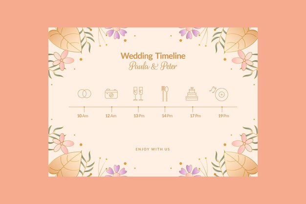 Free Vector wedding day schedule template design
