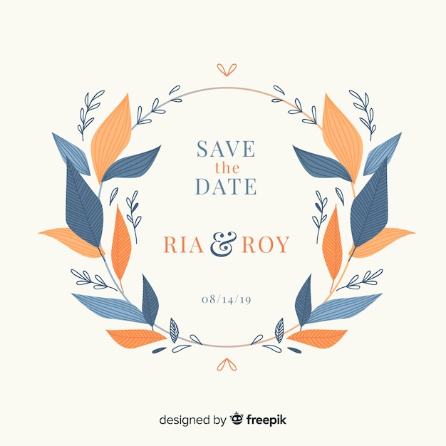 Free Vector wedding invitation template floral design