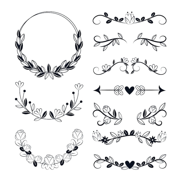 Free Vector wedding ornament pack hand drawn