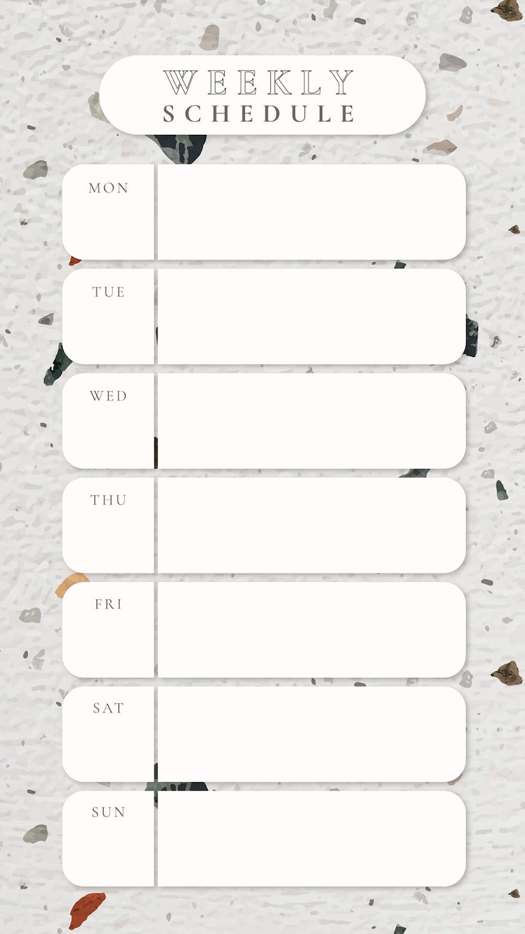Free Vector weekly schedule template, terrazzo background, aesthetic instagram post, vector