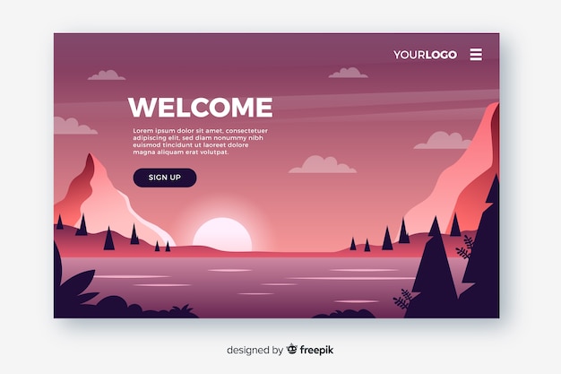 Free Vector welcome landing page flat design