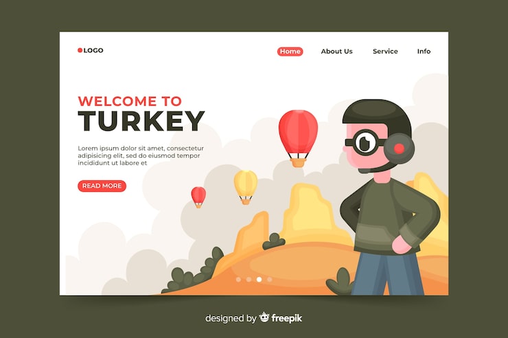 Free Vector welcome to turkey landing page