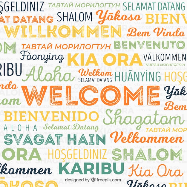 Free Vector welcome word composition in different languages