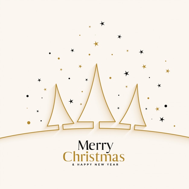 Free Vector white christmas festival background with line tree 