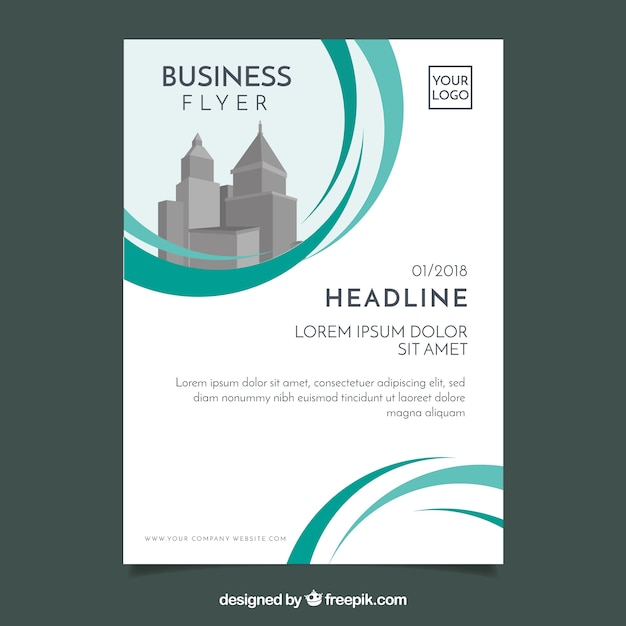 Free Vector white and green business flyer template