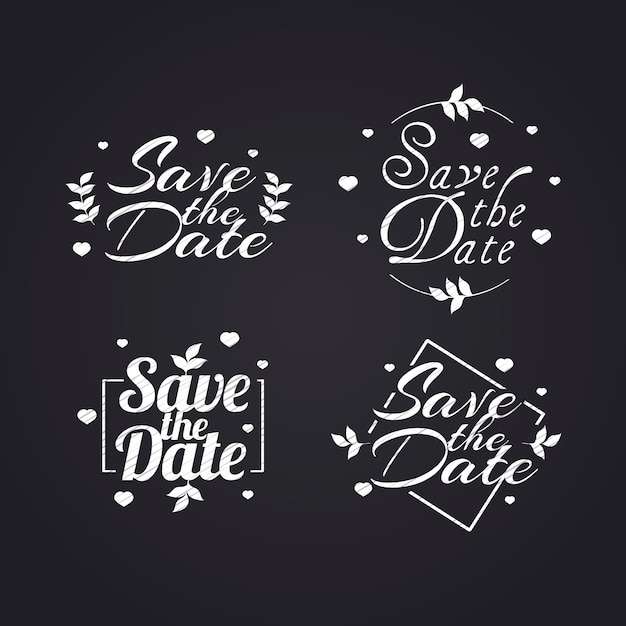Free Vector white wedding lettering collection