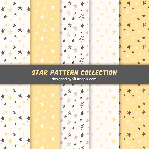 Free Vector white and yellow star pattern set