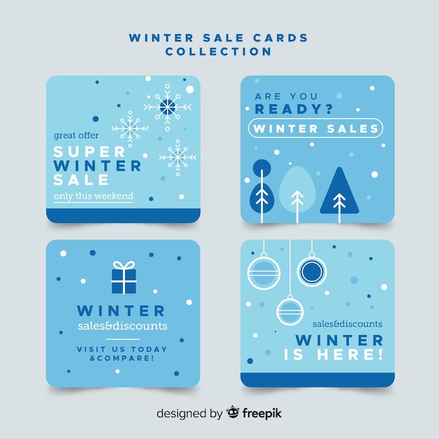 Free Vector winter sale flat card collection
