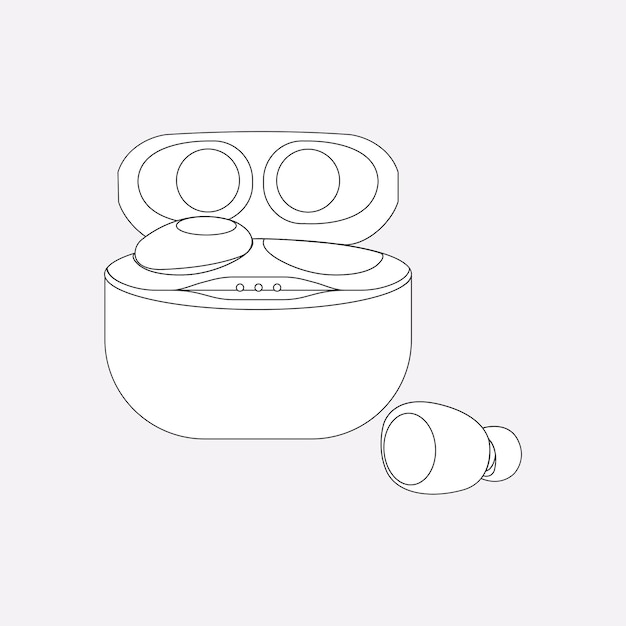 Free Vector wireless earbuds, white case, entertainment device vector illustration