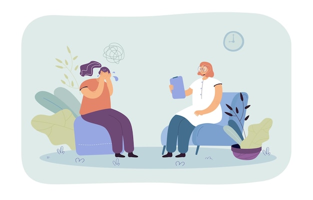 Free Vector woman crying at therapy session