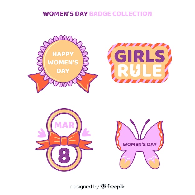 Free Vector women's day label collection