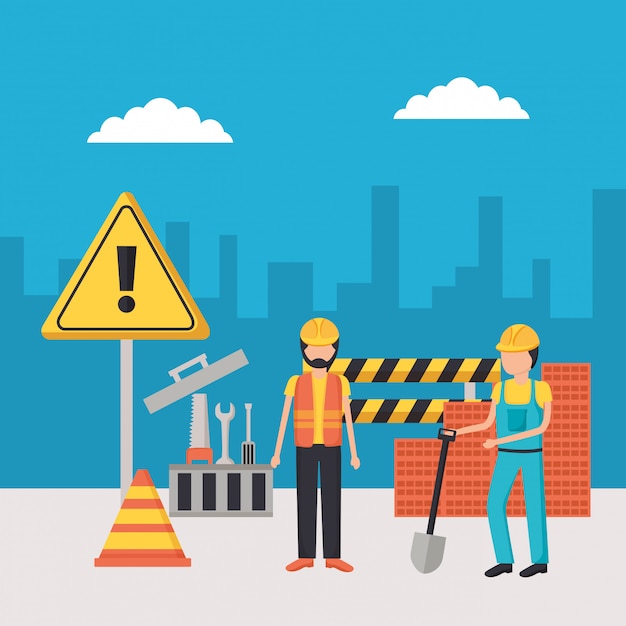 Free Vector worker construction equipment