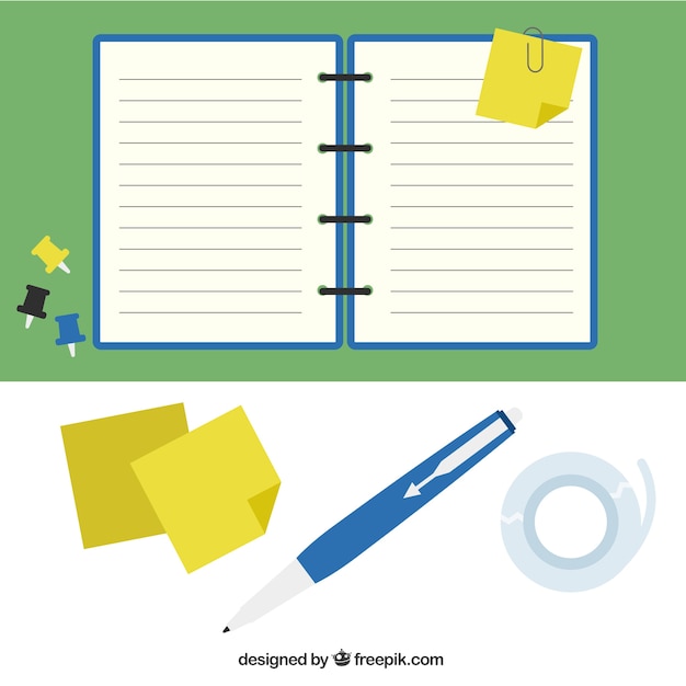 Free Vector workplace in flat design with accessories