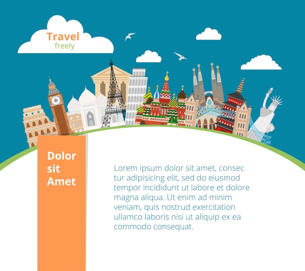 Free Vector world landmarks template