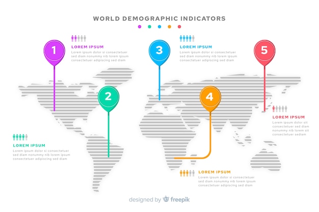 Free Vector world map infographic mark destination
